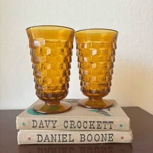 Set of 2 Amber Tall Vintage Whitehall Glasses